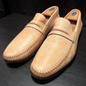 MENS SANTONI BIEGE PENNY LOAFERS CASUAL DRESS SLIP ON LEATHER SHOES 10 D
